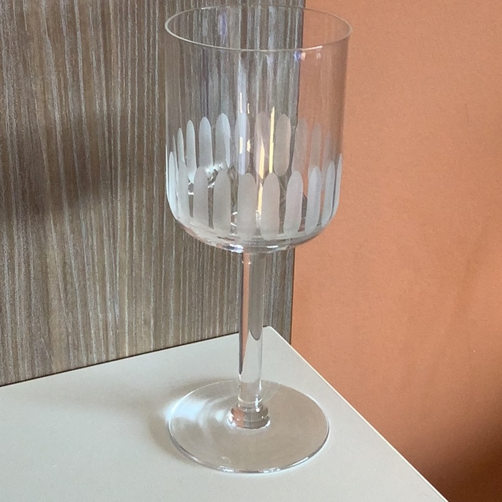 Orrefors Scandinavian Crystal Etched Red Wine Glass